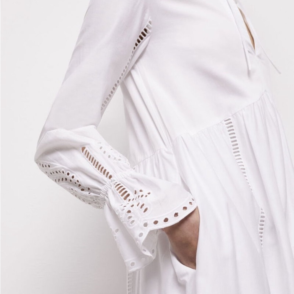 THE KOOPLES White Eyelet Embroidered Cotton Maxi Boho Dress NWT - Picture 7 of 14